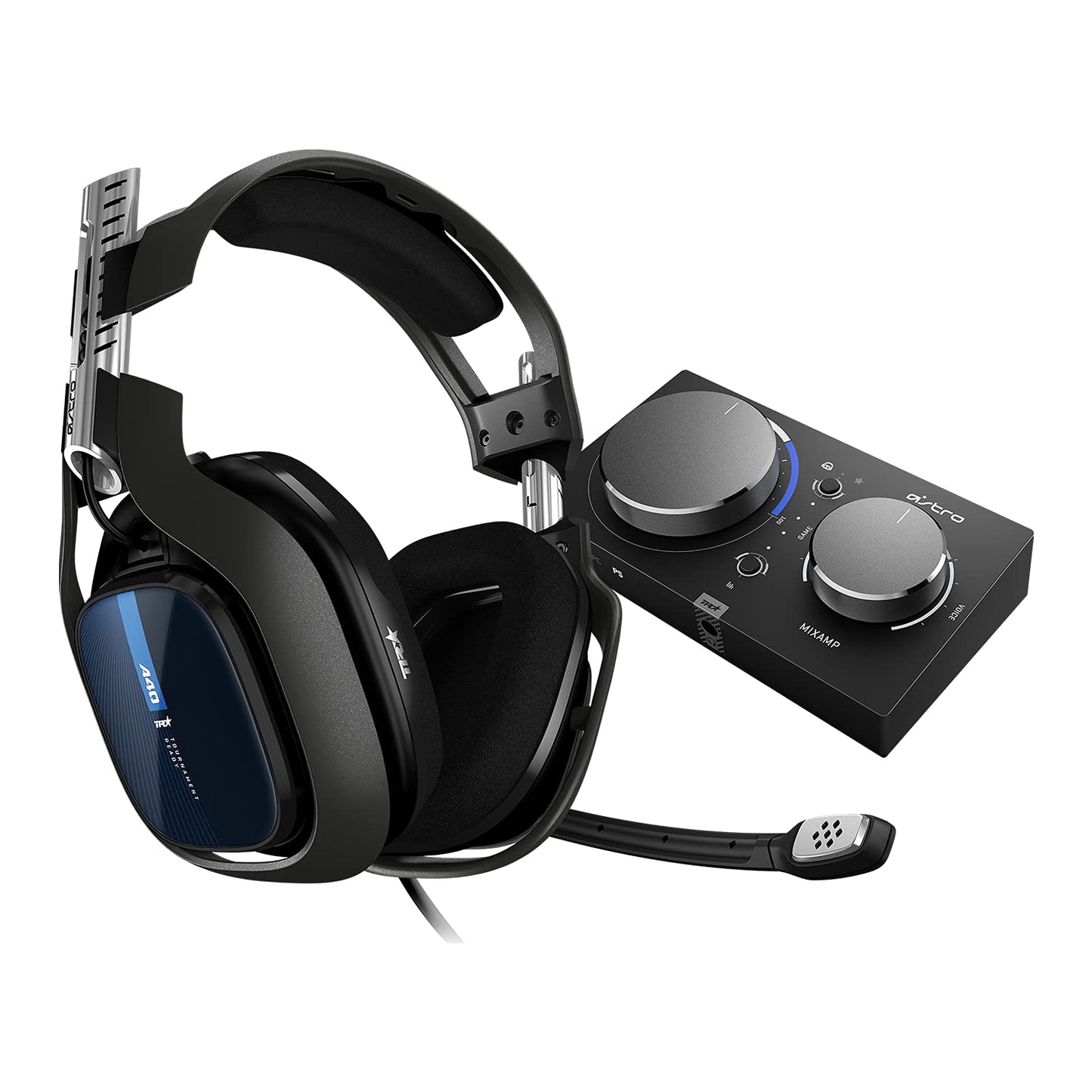 A40 TR Wired Headset and MixAmp Pro TR with Dolby Audio for PlayStation 5, PlayStation 4, PC, and Mac - Black/Blue
